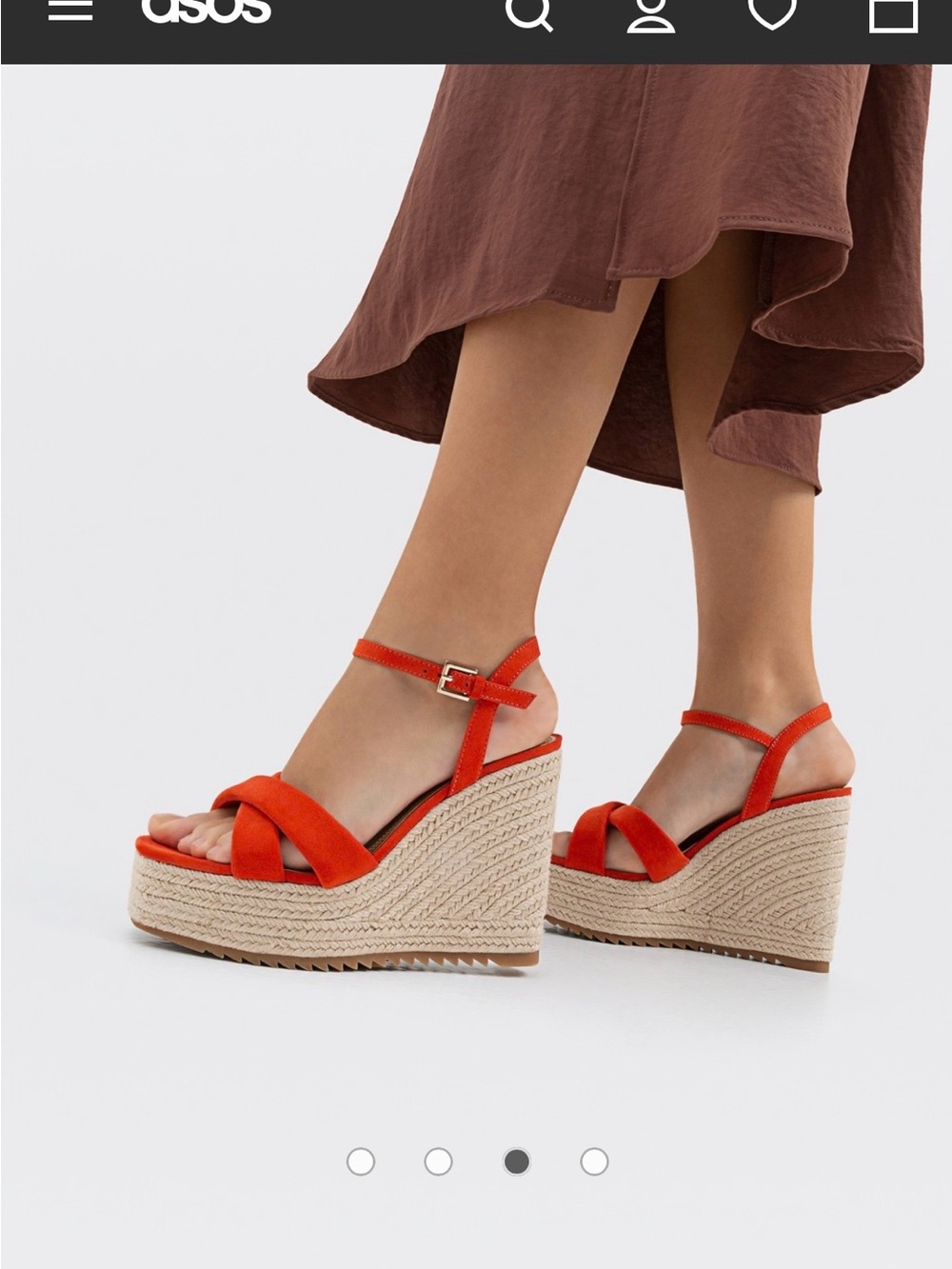 stradivarius Orange Suede Wedge Espadrille Sandals
